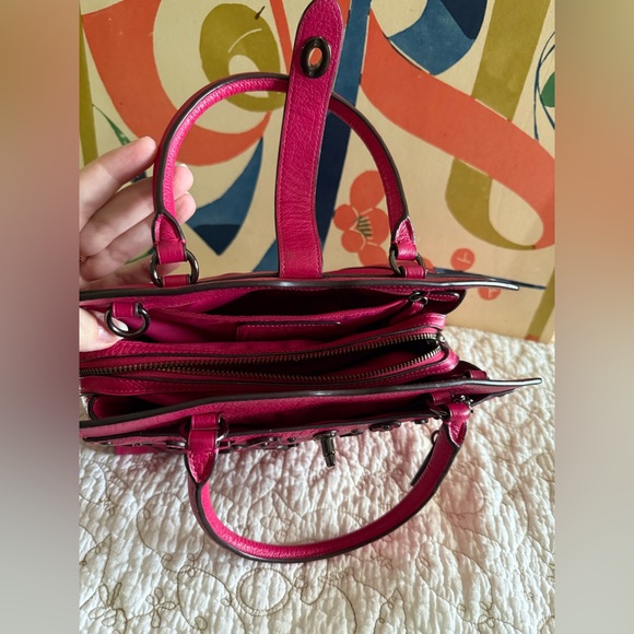 Coach Pink Willow Floral Mercer Satchel Leather w/ Crossbody - Picture 12 of 15